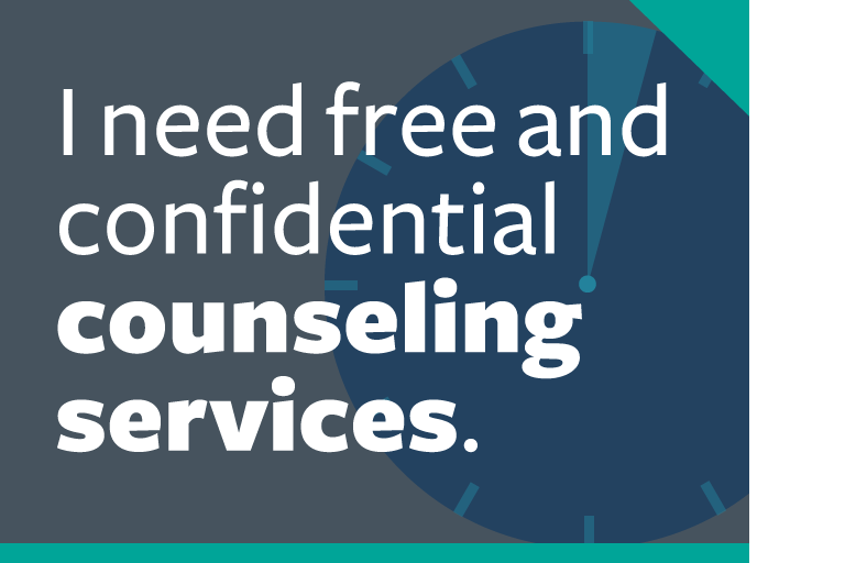word graphic: "i need free and confidential counseling services."