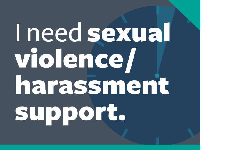 word graphic: "i need sexual violence/harassment support."