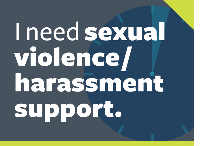 word graphic: "i need sexual violence/harassment support."